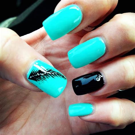 black and turquoise nail designs